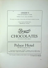 Load image into Gallery viewer, 1916 Claude High School Yearbook vintage advertising Bryant's Chocolates & Palace Hotel