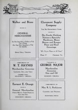 Load image into Gallery viewer, Vintage advertisement page with business listings in Holdcroft, Roxbury, Binns Hall & Claremont in the 1928 Charles City County High School yearbook in Virginia