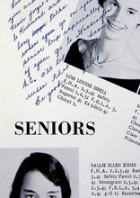 Load image into Gallery viewer, Vintage high school senior class photo collage with handwritten notes and text. 1959 Louisa County High School Yearbook in Mineral, VA