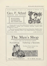 Load image into Gallery viewer, Vintage advertisements of Geo F. Schaal and The Men's Shop in the 1913 Winslow High School Yearbook in Navajo County, Arizona