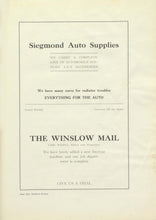 Load image into Gallery viewer, Old vintage ad for Siegmond Auto Supplies and The Winslow Mail in 1920 Winslow High School Yearbook in Navajo County, AZ