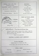 Load image into Gallery viewer, Old vintage ads in the early 1940s inside of the 1941 DeKalb Township High School Yearbook in DeKalb County, Illinois including Central Illinois Light Company and First National Bank