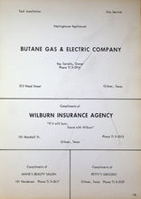 Load image into Gallery viewer, Vintage Advertising in 1959 Gilmer High School Yearbook in Upshur County, Texas