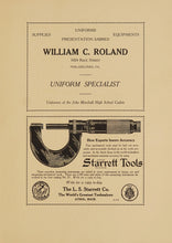 Load image into Gallery viewer, Old vintage ads of William C. Roland Uniform Specialist & Starrett Tools in 1917 John Marshall High School Yearbook in Richmond, Virginia