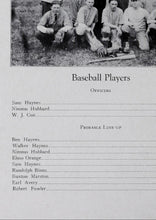 Load image into Gallery viewer, Vintage black and white photo of a baseball team with player names in 1927 Charles City County High School Yearbook in Charles City, Virginia