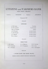 Load image into Gallery viewer, Vintage ad of Citizens and Farmers Bank iof West Point n the 1946 King William High School Yearbook in Virginia
