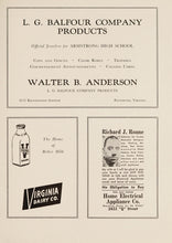 Load image into Gallery viewer, Old Vintage Ads in 1949 Armstrong High School Yearbook in Richmond, VA L.G. Balfour Company Products, Virginia Dairy Co. and Richard Roane Home Electrical Appliance black history business