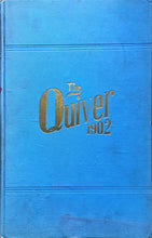 Load image into Gallery viewer, Cover of the 1902 Oshkosh Normal School yearbook, titled 'The Quiver', with a blue background and gold embossed text.