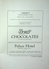 Load image into Gallery viewer, 1916 Claude High School Yearbook vintage advertising Bryant&#39;s Chocolates &amp; Palace Hotel
