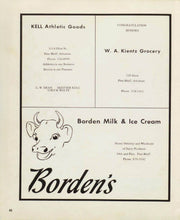 Load image into Gallery viewer, Old vintage advertising in 1973 Vaster High School Yearbook in Moscow, Arkansas Borden's, W.A. Kientz Grocery, KELL Athletic Goods in Pine Bluff, AR
