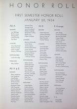 Load image into Gallery viewer, Honor Roll list of students in the 1934 Riverside Brookfield High School Yearbook in Cook County, Illinois
