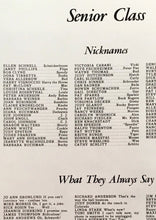 Load image into Gallery viewer, Nicknames of seniors in the 1958 Highland Park High School Yearbook in Lake County, Illinois
