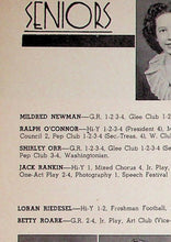 Load image into Gallery viewer, Senior photos and names in the 1945 Washington Rural High School yearbook in Bethel, Kansas
