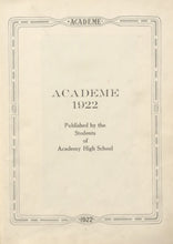 Load image into Gallery viewer, Academe 1922 Academy High School Yearbook in Erie County, PA
