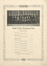 Load image into Gallery viewer, Staff of the Academy Star Group Photo in 1922 Erie Academy High School Yearbook
