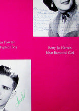 Load image into Gallery viewer, Two vintage portraits of a boy and a girl on a pink background with text. 1952 Haskell High School Yearbook in Texas
