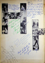 Load image into Gallery viewer, Collage of vintage black and white photos with handwritten text on a yellowed paper background. 1952 Haskell High School Yearbook in Texas

