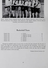 Load image into Gallery viewer, Vintage basketball team photo with player names and game scores in the 1928 Charles City County High School yearbook in Virginia
