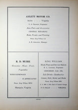 Load image into Gallery viewer, Old vitnage ads in the 1948 King William County High School Yearbook in Virginia
