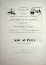 Load image into Gallery viewer, Vintage advertising of Bank of Essex in 1952 Pleasant Hill High School Yearbook in King and Queen County, Virginia
