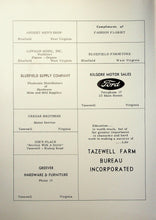 Load image into Gallery viewer, Vintage business advertisements in Tazewell County High School Yearbook in Virginia including Kilgore Motor Sales, Bluefield Supply Company and Greever Hardware and Furniture store

