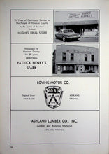 Load image into Gallery viewer, Old retro vintage 1960s advertising in the 1964 Patrick Henry High School Yearbook in Ashland, Virginia
