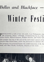 Load image into Gallery viewer, Belles and Blackface play during the Winter Festival at Lincoln High School in Manitowoc, Wisconsin during the 1944 school year
